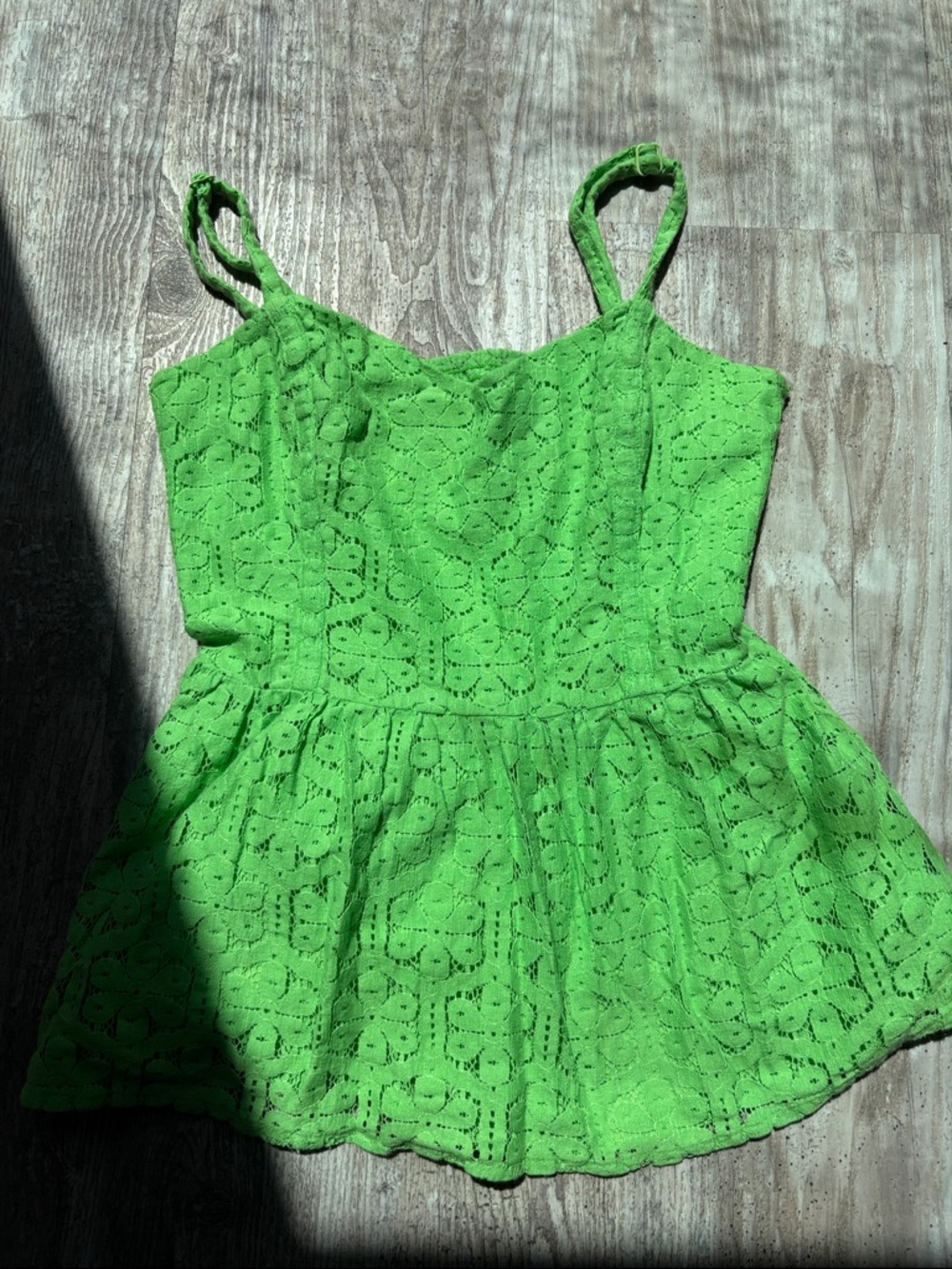 Lilly Pulitzer Bright Green Lace Peplum Tank Top